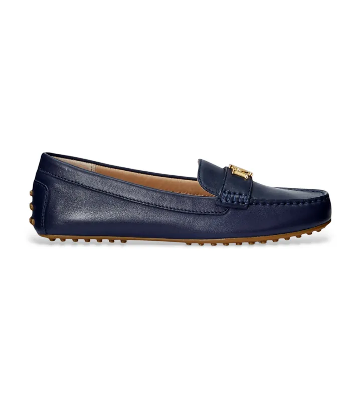 Lauren Ralph Lauren para mujer. 802852847007 Mocasines de Piel Napa Barnsbury marino (37), Plano, Ninguno, Casual, Fiesta, Clásico