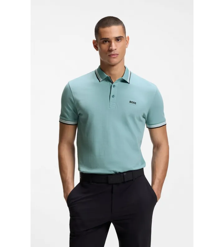 BOSS para hombre. 50469055 Polo Paddy azul (L), Casual, Algodón, Manga corta