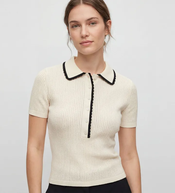 HUGO para mujer. 50557770 Top Slysa beige (L), Casual, Poliéster