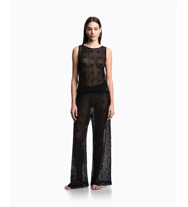 Emporio Armani para mujer. EW003420_AF20251 Pantalón Beach negro (L), Casual, Algodón
