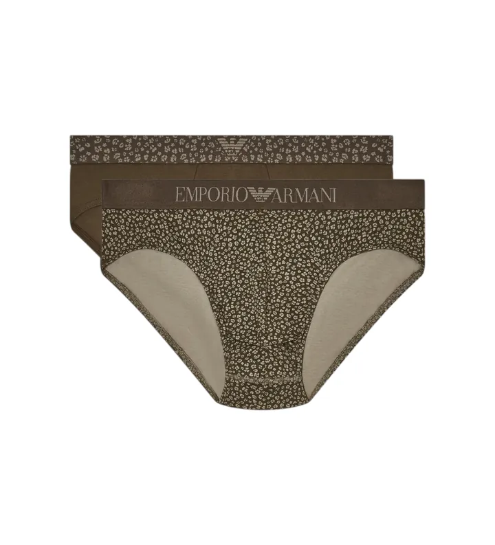 Emporio Armani para hombre. EM000251_AF18885 Set 2 Slips Use marrón verdoso (L), Homewear, Algodón