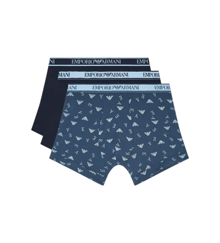 Emporio Armani para hombre. EM000371_AF20669 Set 3 Bóxers Core Logobanda azul (L), Homewear, Algodón, Marino