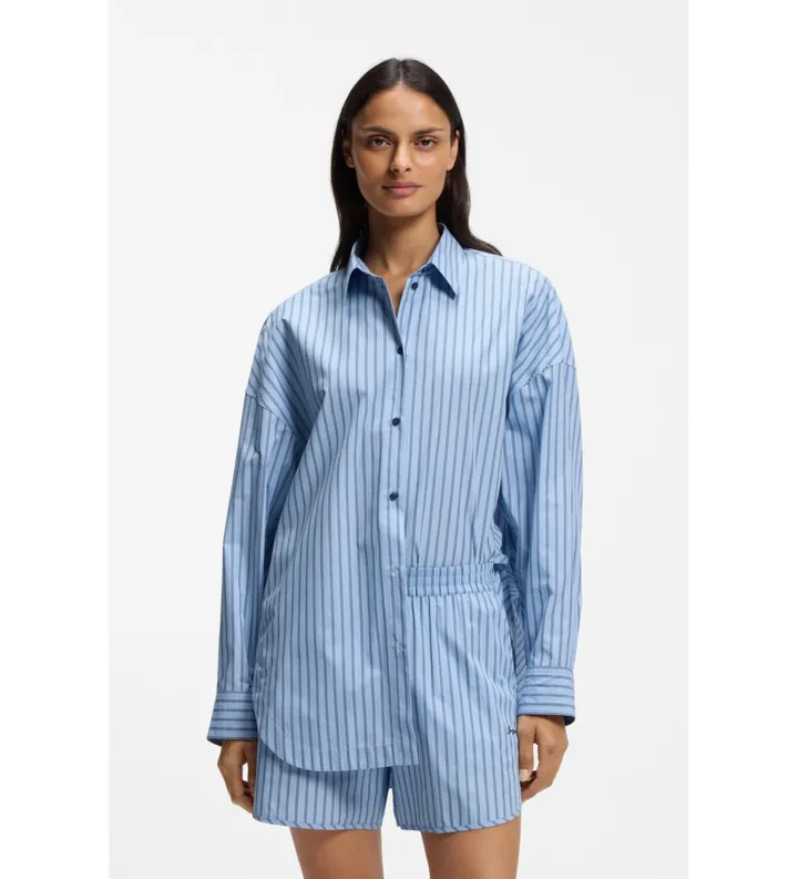 BOSS para mujer. 50559241 Camisa Bostatta azul (34), Casual, Algodón, Manga larga