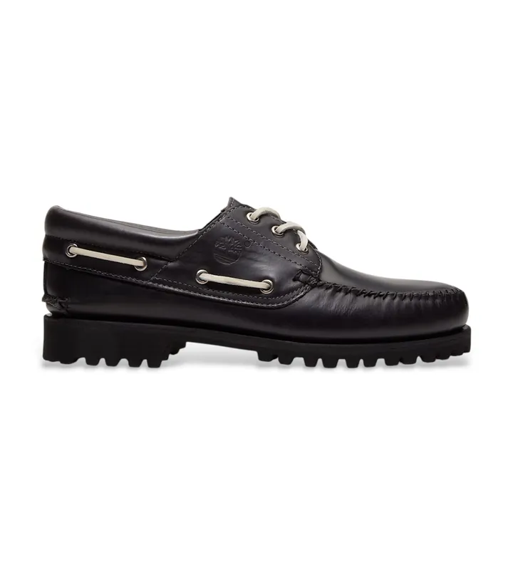Timberland para hombre. TB0A2PDQAJC1 Náuticos de 3 ojales de piel negro (41 W), Plano, Cordones, Casual