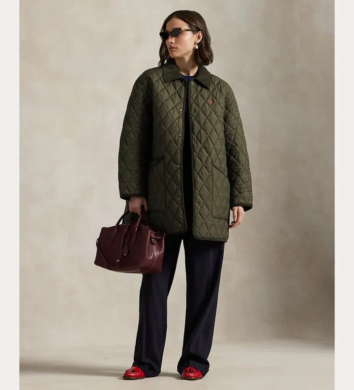 Polo Ralph Lauren para mujer. 211971180002 Chaqueta campera acolchada verde (L), Casual, Poliéster