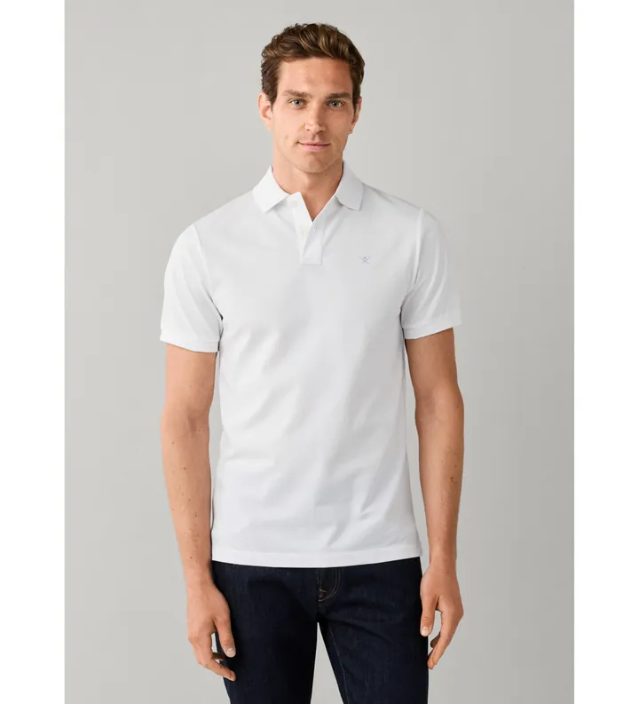 Hackett London para hombre. HM5600239 Polo Slim Fit Logo blanco (L), Casual, Algodón, Manga corta