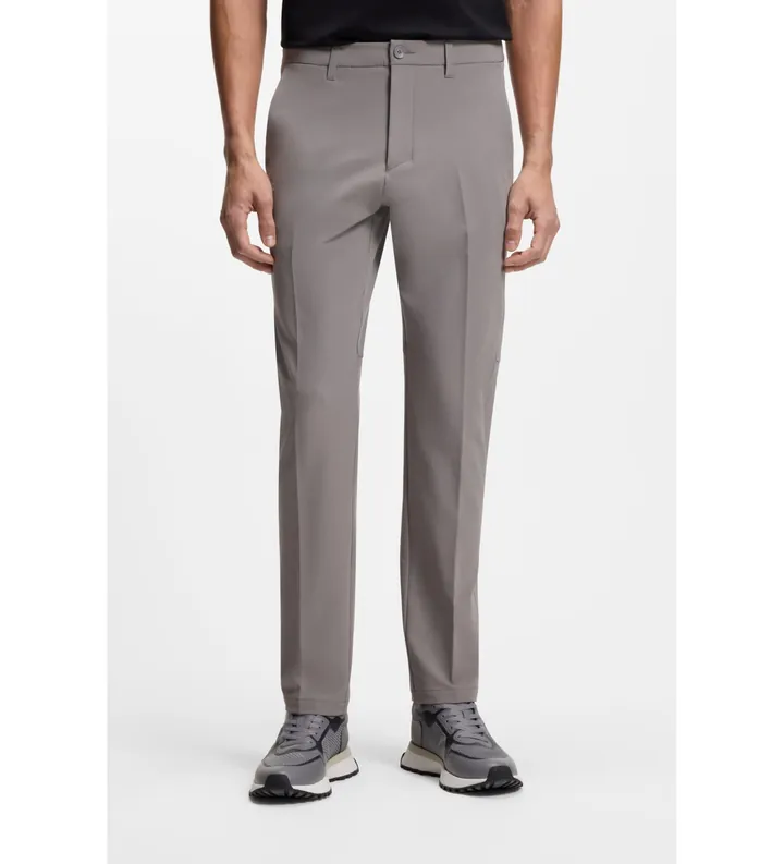 BOSS para hombre. 50534303 Pantalón slim fit de tejido elástico gris (48), Casual, Algodón