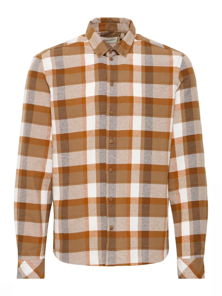 BLEND Camisa ecru / marrón