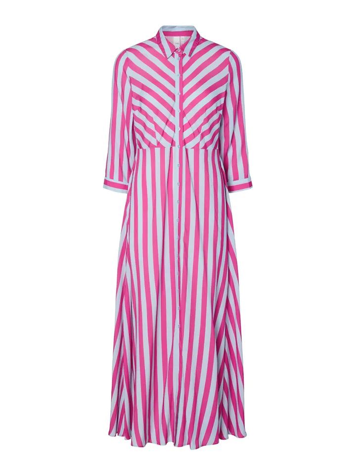 YAS Vestido camisero 'YASSavanna' azul paloma / rosa claro