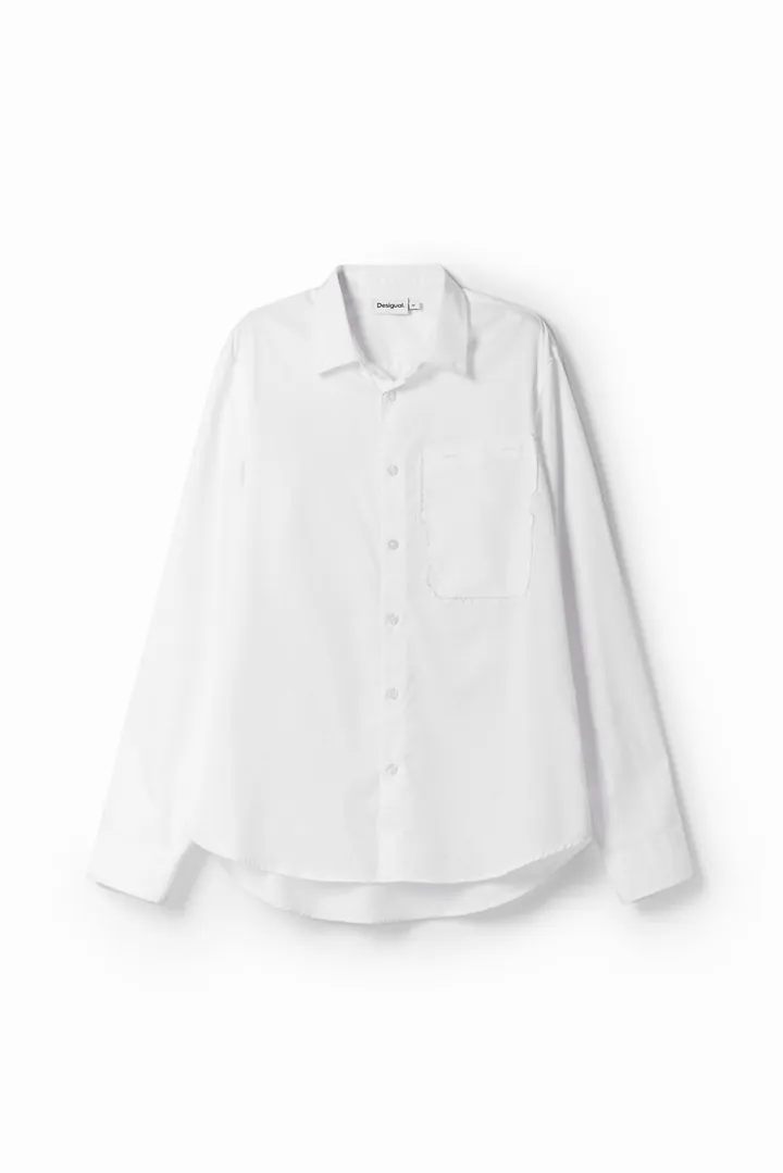 Desigual, Camisa popelín patchwork, Algodon, Blanco, L