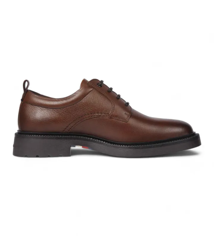 Tommy Hilfiger para hombre. FM0FM05172 Zapatos Derby marrón (45), Piel, Plano, Cordones, Casual, Fiesta, Clásico