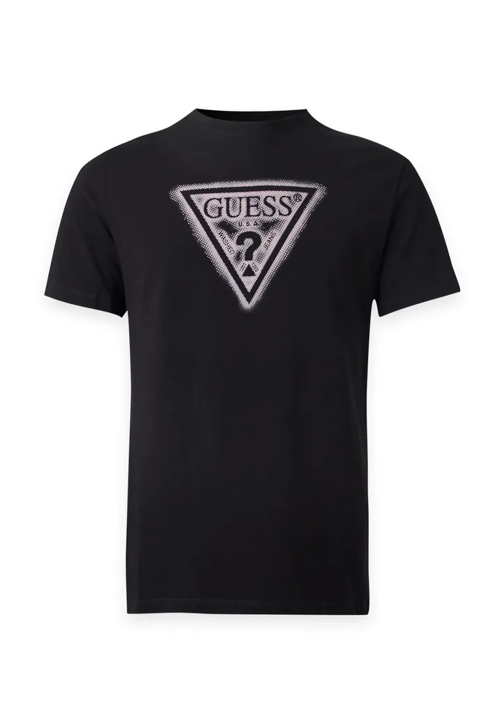 GUESS Camiseta negro / blanco
