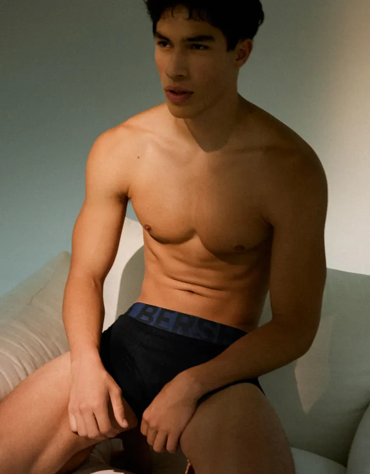 Bershka Pack 3 Boxer Cintura Ancha Hombre L Azul