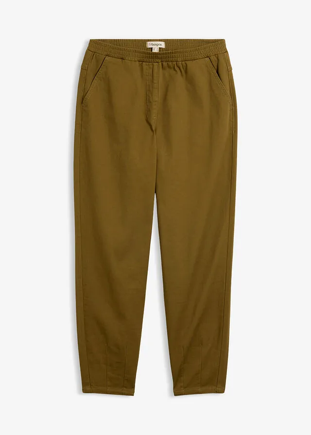 Pantalón de sarga de mezcla de algodón y elastano con corte abullonado