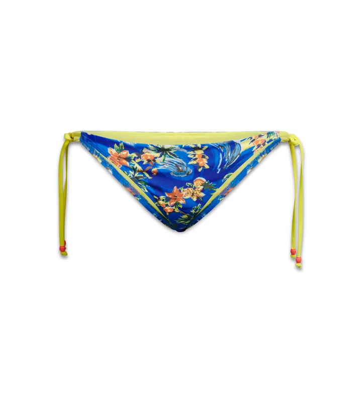 Superdry para mujer. W3010404A Braguita bikini atada en los laterales azul (L), Beachwear, Poliéster Reciclado, Sostenible