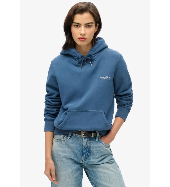 Superdry para mujer. W2012180A Sudadera Essential Logo azul (L), Casual, Algodón, Manga larga