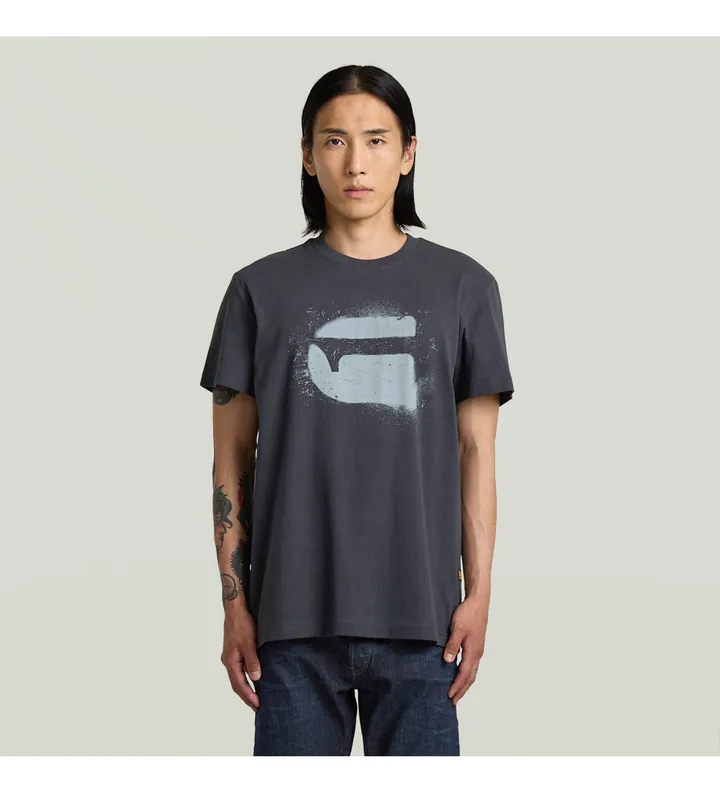 G-Star para hombre. D26833-D101-H392 Camiseta Spray g logo r t azul (L), Casual, Poliéster, Manga corta