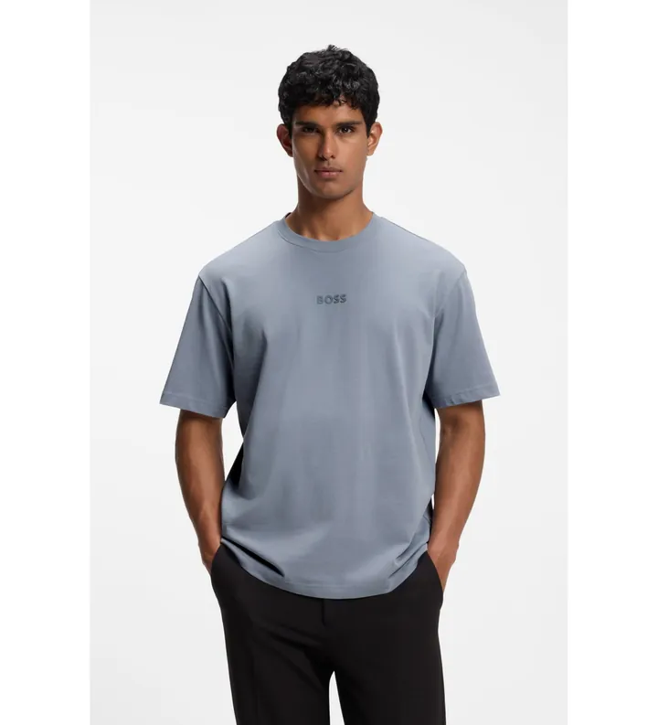 BOSS para hombre. 50519368 Camiseta Ten gris (3XL), Casual, Algodón, Manga corta