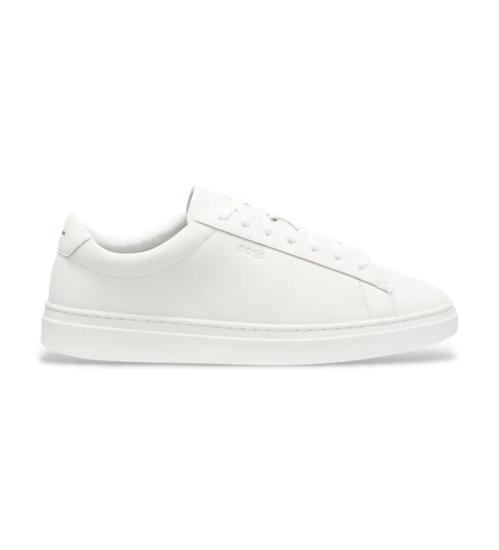 BOSS para hombre. 50552853 Zapatillas de Piel Kieran blanco (41), Plano, Cordones, Casual