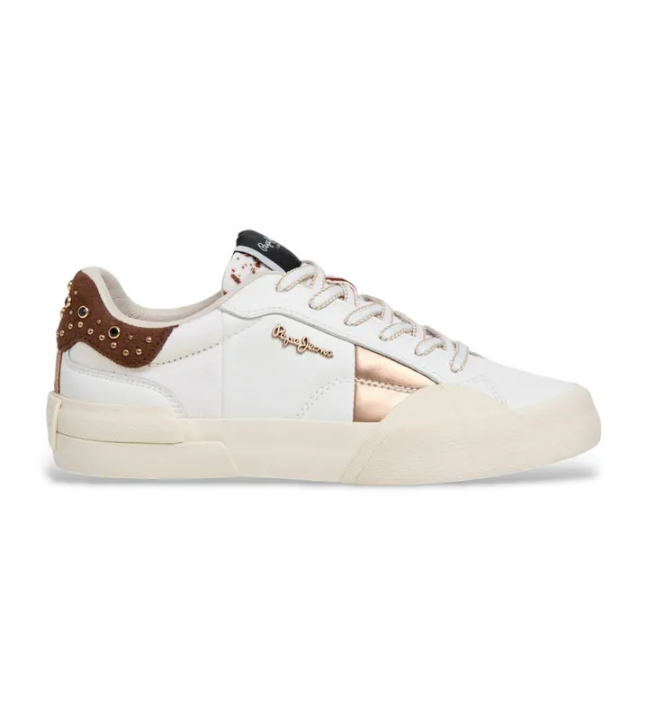 Pepe Jeans para mujer. PLS300013 Zapatillas Milanix blanco (36), Plano, Cordones, Casual