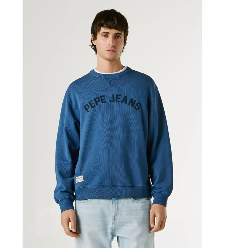Pepe Jeans para hombre. PM5800146 Sudadera Gio Crew azul (L), Casual, Algodón