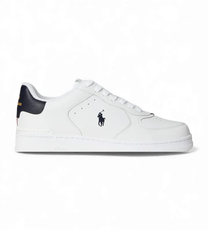 Polo Ralph Lauren para hombre. 809P01636001 Zapatillas de piel Masters Court blanco (41), Plano, Cordones, Casual
