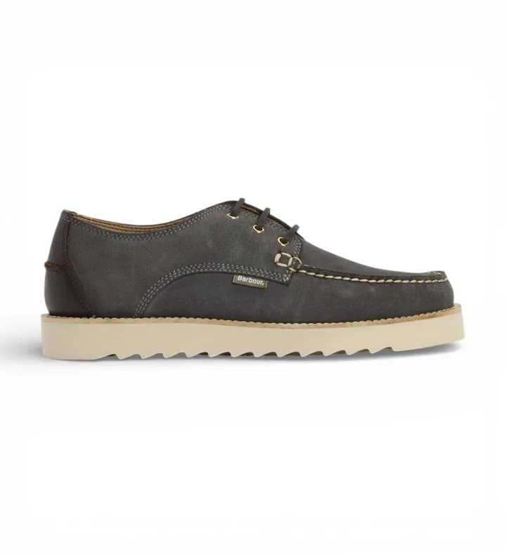 Barbour para hombre. MFO0823 Zapatos de Piel Derby Aydon gris oscuro (41), Plano, Cordones, Casual