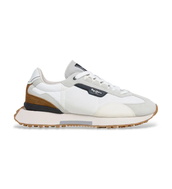 Pepe Jeans para hombre. PMS600024 Zapatillas Archer Mesh blanco (41), Plano, Cordones, Casual
