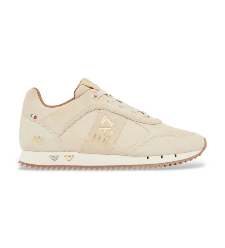 EA7 unisex. 7X000648_AF17465 Zapatillas de Piel 10° Aniversario beige (35 1/3), Plano, Cordones, Casual