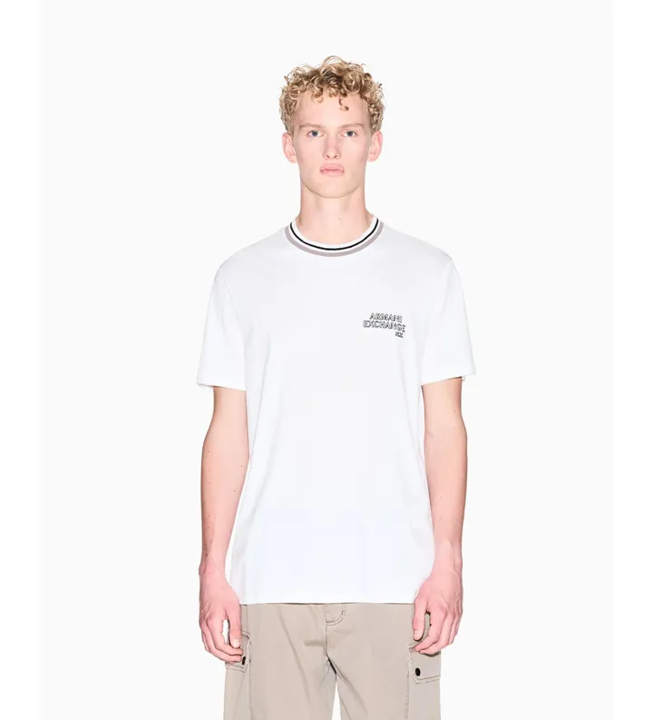 A|X Armani Exchange para hombre. XM001795AF10361U0009 Camiseta Contraste blanco (L), Casual, Algodón, Manga corta