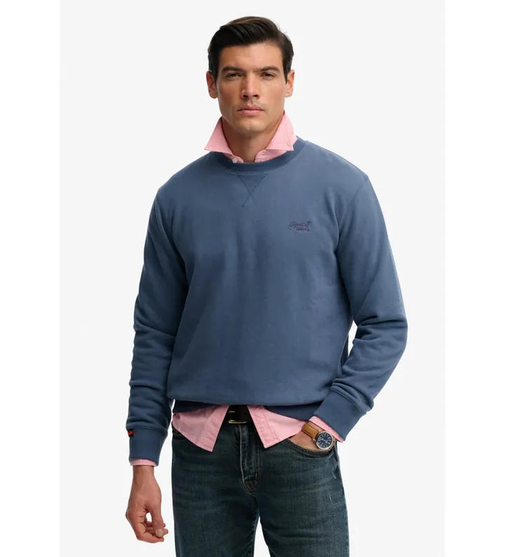 Superdry para hombre. M2013751A Sudadera Essential Logo Crew marino (L), Casual, Algodón