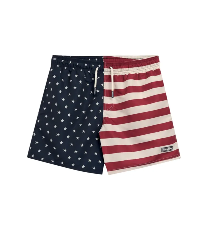 Sebago para hombre. 78121FW Bañador Bend USA Flag marino, rojo (L), Beachwear, Poliéster