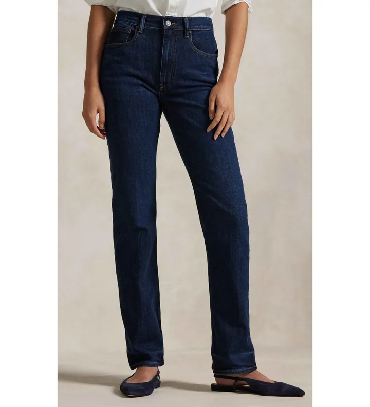 Polo Ralph Lauren para mujer. 211969407001 Jeans rectos de tiro alto azul (31/32), Casual, Algodón, Denim
