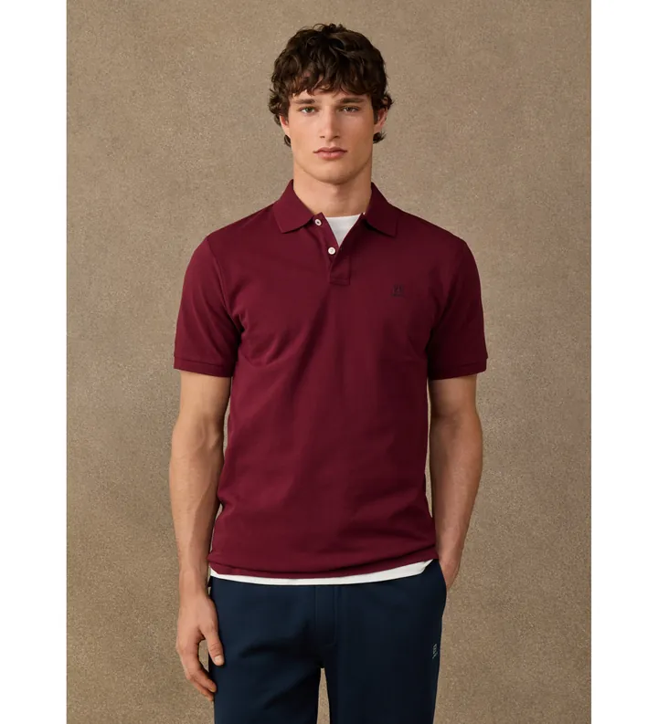 Hackett London para hombre. HM5600241 Polo H Logo burdeos (L), Casual, Algodón, Manga corta