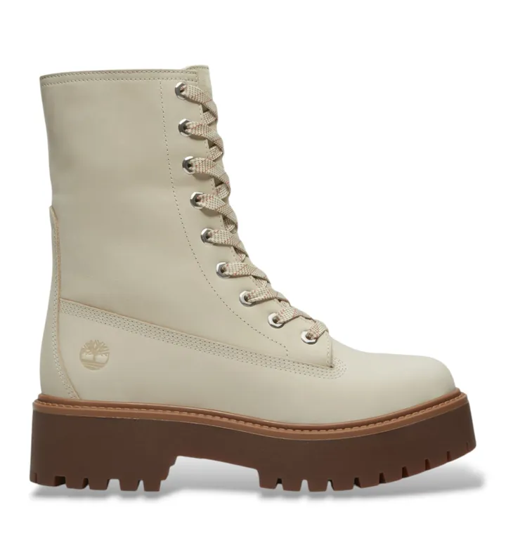 Timberland para mujer. TB0A5SAHEN71 Botas de piel Stone Street beige (37.5 W), Plano, Cordones, Casual