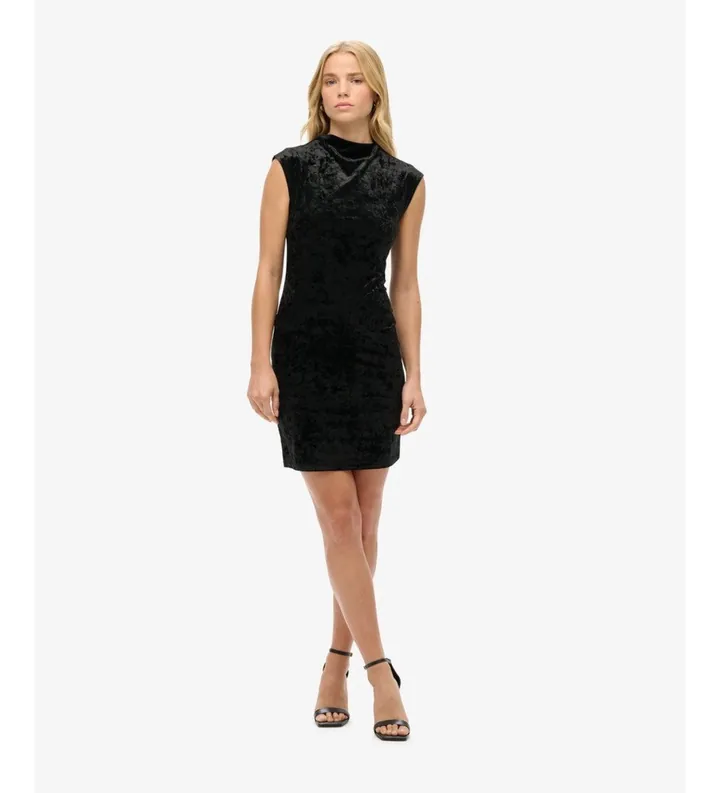 Superdry para mujer. W8011934A Vestido Velvet Bodycon negro (L), Casual, Fiesta, Poliéster, Sin mangas / Tirantes