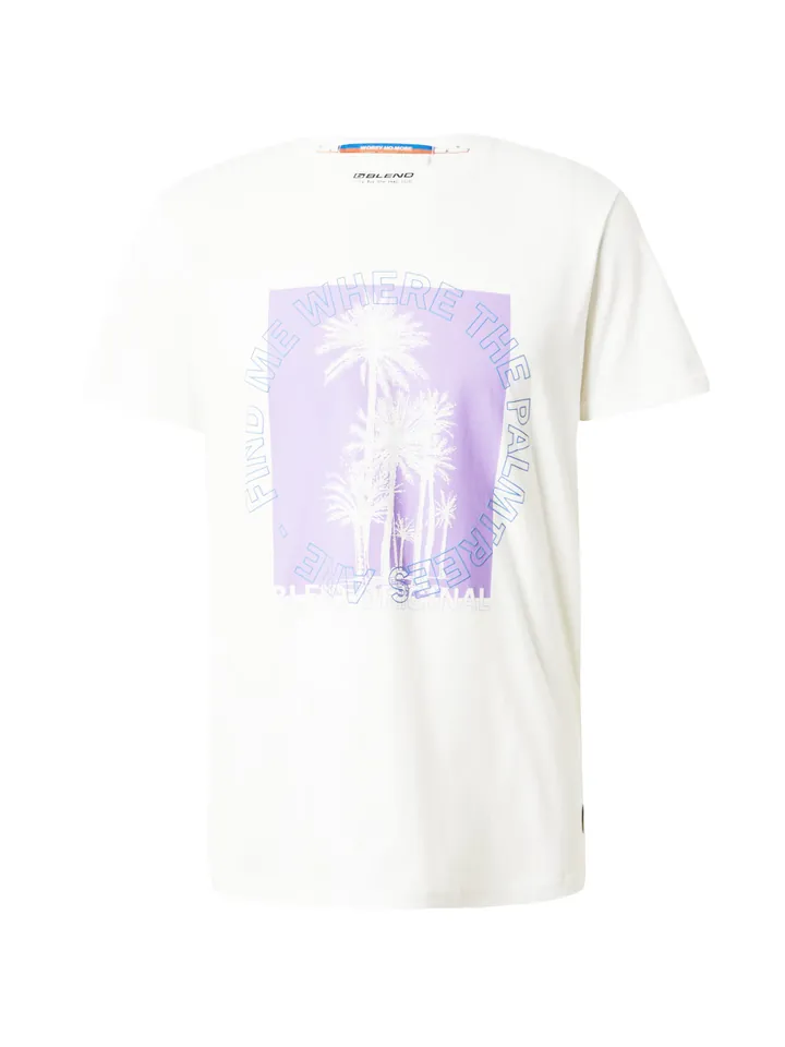 BLEND Camiseta azul pastel / lila claro / blanco