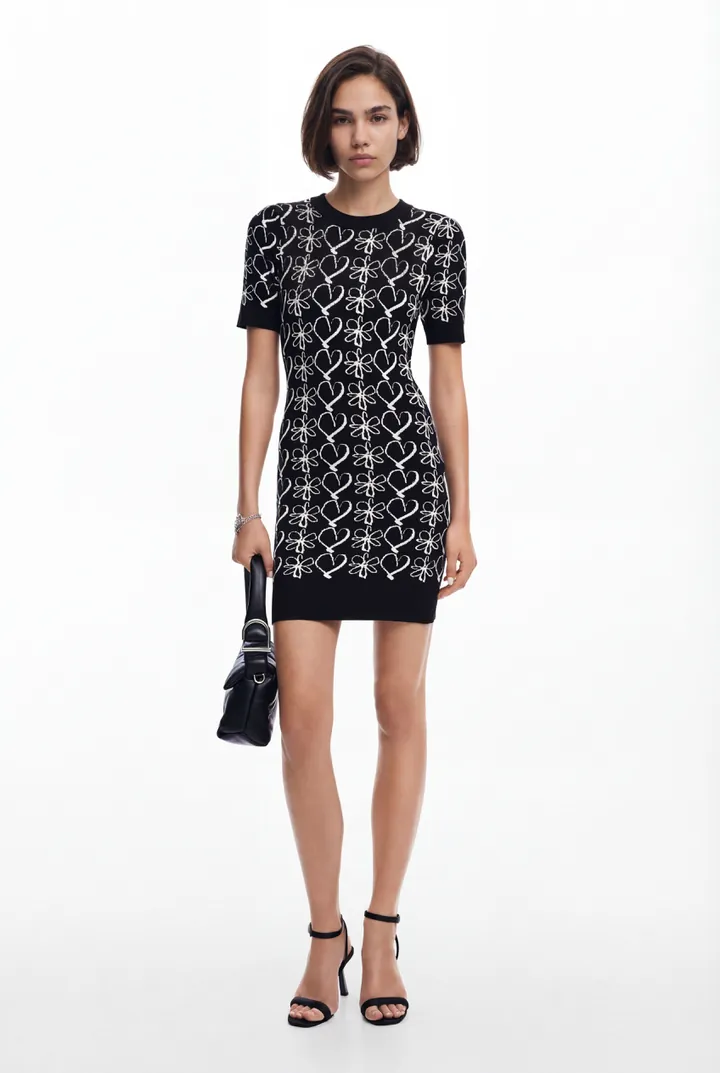 Desigual, Vestido mini estampado M. Christian Lacroix, Negro, L