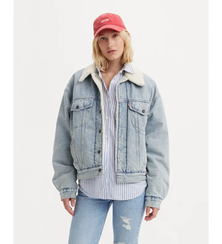 Levi's para mujer. A4435-0010 Cazadora 90S Sherpa azul (L), Casual, Algodón, Denim