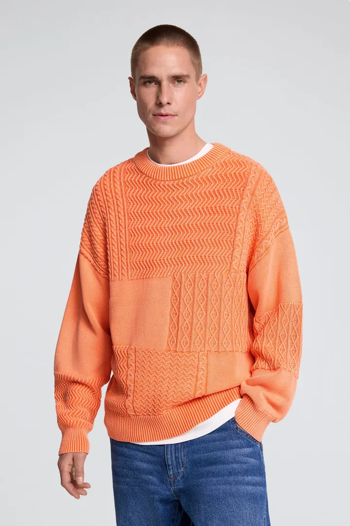 Desigual, Jersey punto liso, Hombre, Algodon, Naranja, L