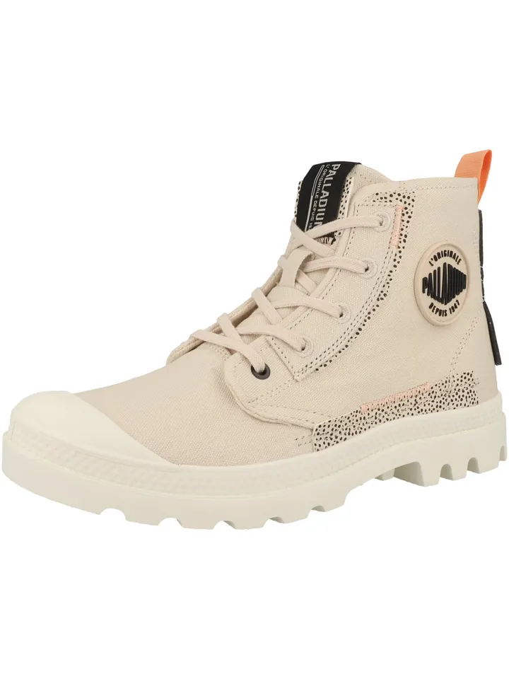 Palladium Botines con cordones 'Pampa' marfil / naranja oscuro / negro