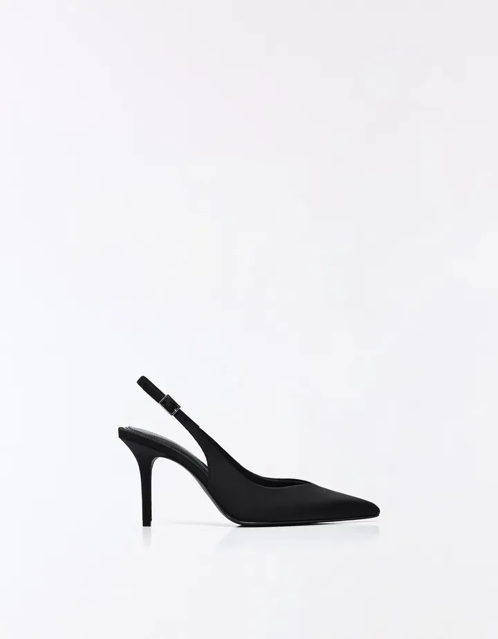 Bershka Zapato Tacón Destalonado Mujer 35 Negro