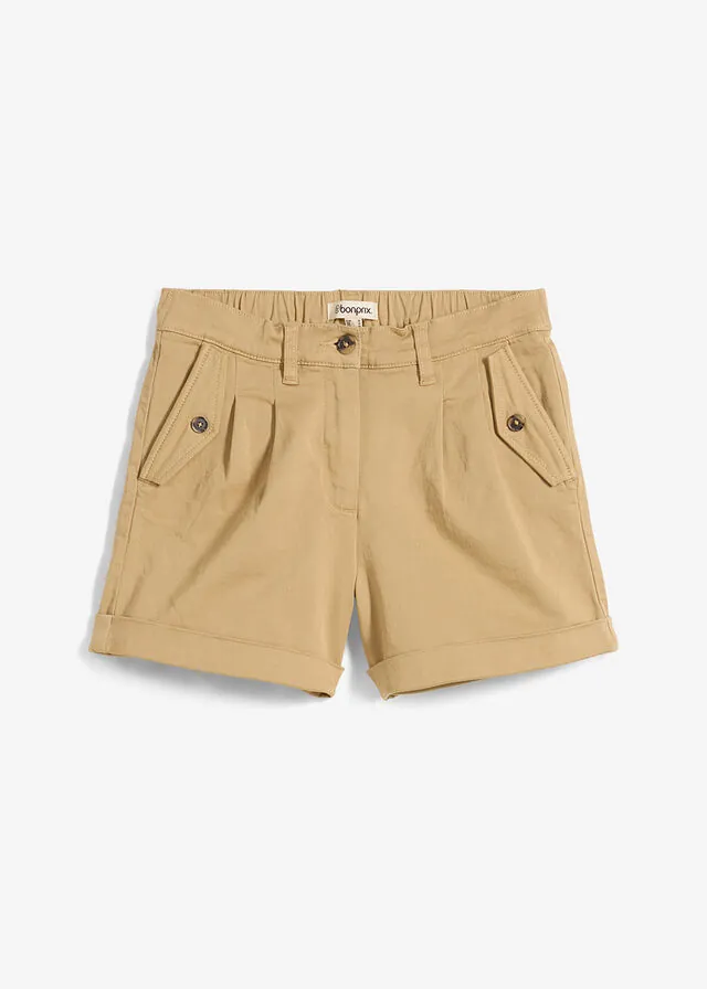 Pantalón corto de sarga con talle alto