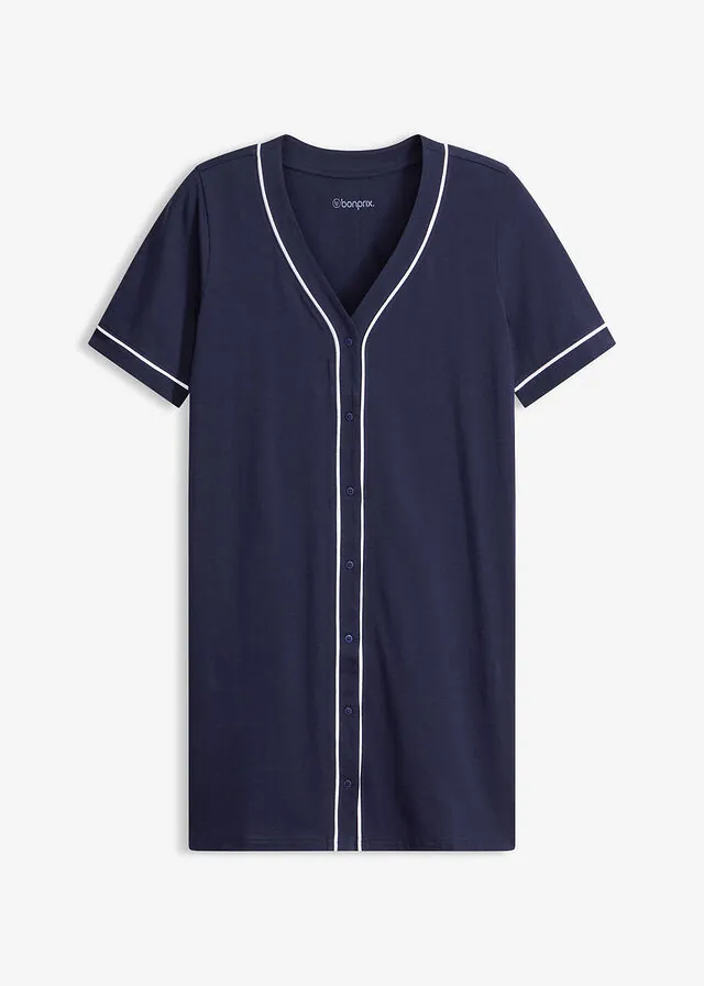 Camisón corto de algodón puro con botones