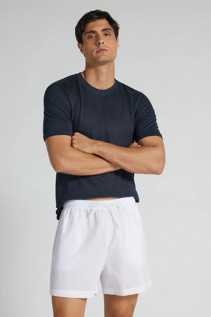 Intimissimi Pantalones Cortos de Lino y Algodón Hombre Hombre Azul Claro Tamaño L