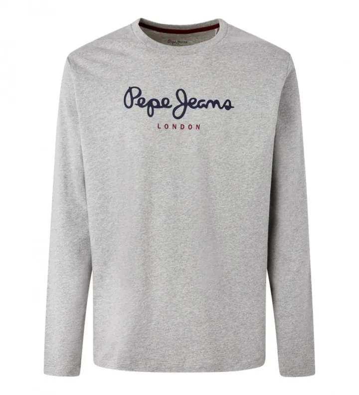 Pepe Jeans para hombre. PM508209 Camiseta Eggo Largo N gris (M), Negro, Casual, Algodón, Manga larga