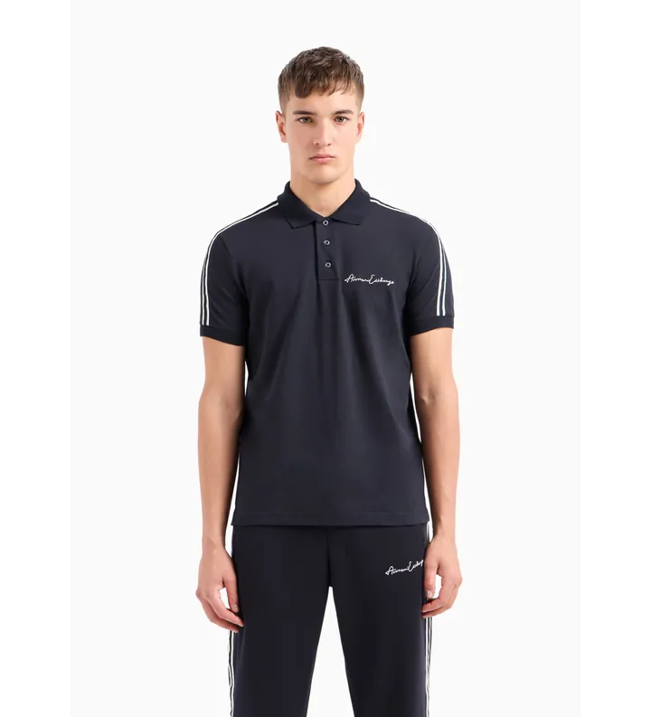 A|X Armani Exchange para hombre. 8NZFSGZJ81Z1510 Polo liso marino (L), Casual, Algodón, Manga corta