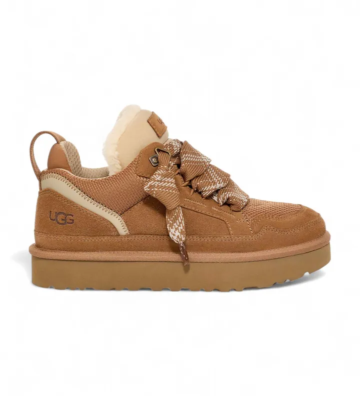 UGG para mujer. 1144032 Zapatillas de Piel Lowmel marrón (36), Plano, 1 a 3cm, Cordones, Casual