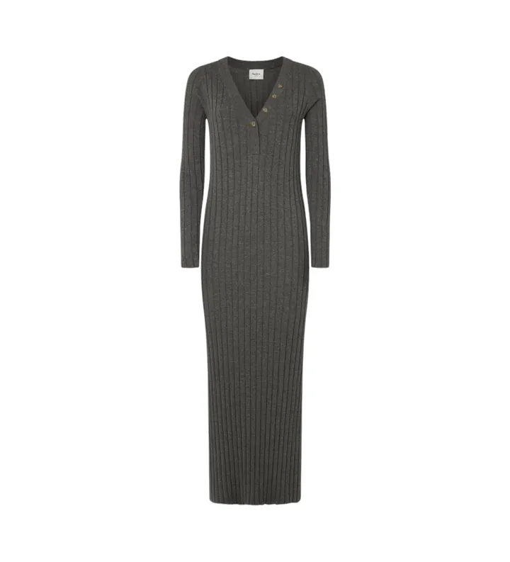 Pepe Jeans para mujer. PL953586 Vestido Izabel gris (L), Casual, Algodón, Manga larga