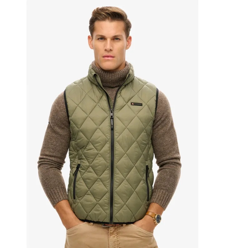Superdry para hombre. M5012143A Chaleco Fuji Lite verde (L), Casual, Nylon
